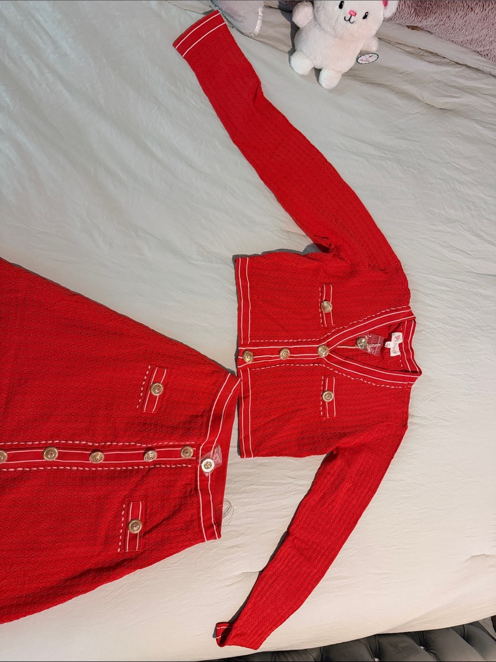L'ATISTE Red Two-Piece Knit Skirt Set - Picture 3 of 6